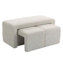 3 Piece Opher Corduroy Ottoman Bench & Footstool Set